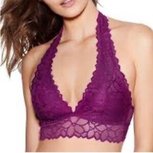 PINK Victoria's Secret Purple lace halter bralette